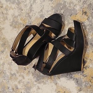 Black Wedge Sandles Size 6